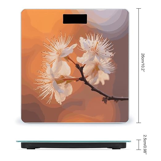 Flowers Under Orange Light Weight Scale Digital Electronic Scales Bathroom Scale Larg LCD Backlight Display High Precisio MeasurementsTempered Glass