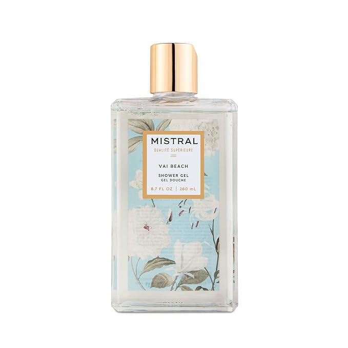 Mistral Vai Beach Luxury Shower Gel - Body Wash for Women – Moisturizing Clean Body Wash with Aloe Vera Chamomile &amp Sweet Almond Oil | Paraben-Free Hydrating | Scented Shower Gel - 8.7 fl oz