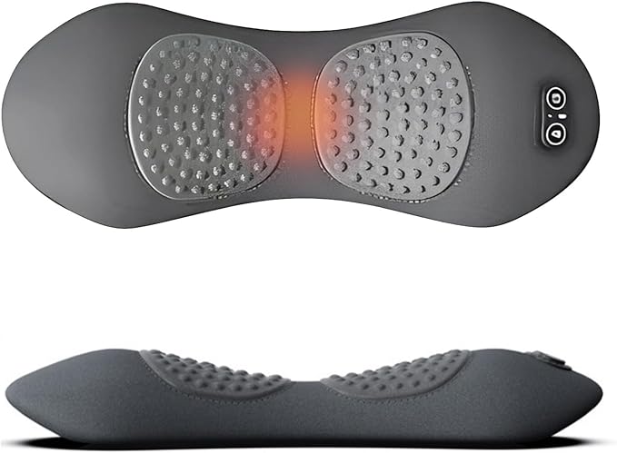GDSAFS 3 in 1 Back Massager Soothe 3 in 1 Back Massager for Sciatica Heated Vibration Traction Memory Foam Pillow Relieve Neck &amp Back Discomfort Adjustable Height for Bed&ampChair (1*Grey)