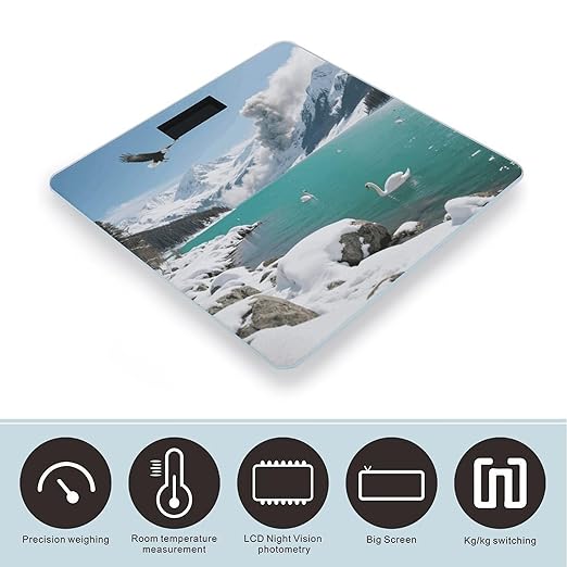 Alpine Lake View Scale for Body Weight Accurate Digital Bathroom Scale Toughened Glass High Precision Scales Smart Weight Scales with Large LCD Backlight Display Weighing Machine