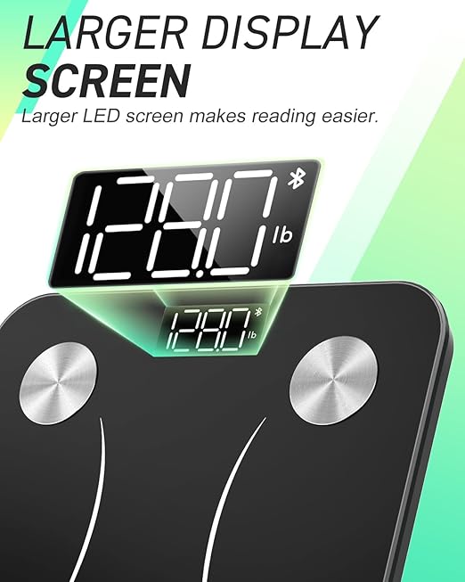 INSMART Body Fat Scale Smart Scale for Body Weight 0.1lb High Accuracy Digital Bathroom Weight Scale for BMI Body Fat Muscle 17 Body Composition Analyzer Sync with App LED Display 400lb Black