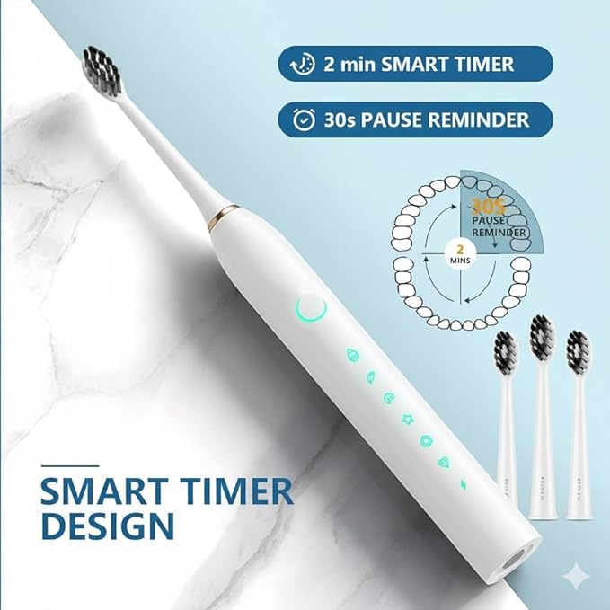 3 Pack Electric Toothbrush for Adults6 Mode Rechargeable Electric Toothbrushes with 12 Replacement Brush Head Fast Charge 2 Min and 30s Timer for Travel Business