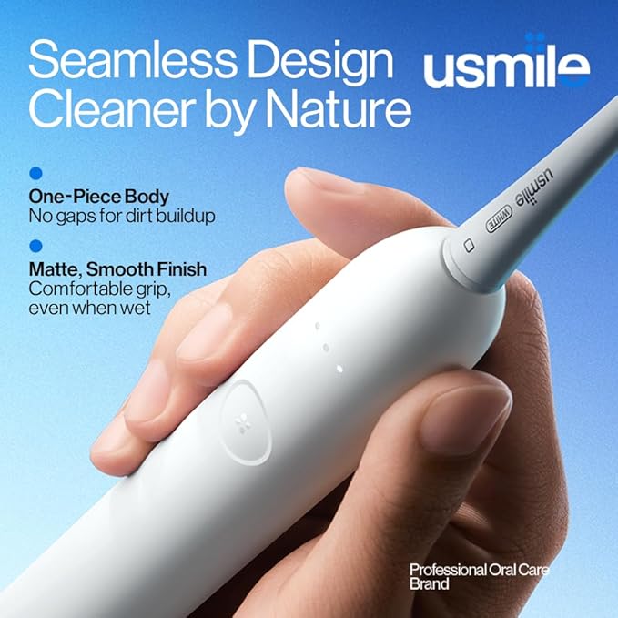 usmile P10S Sonic Electric Toothbrush – 3 Modes Deep Clean &amp Whitening 180-Day Battery Life Cushioned Gum-Care Brush Head for Sensitive Teeth Smart Timer 2 Brush Heads (White)