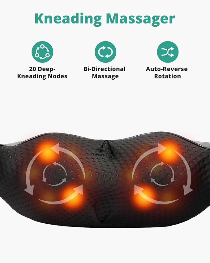 Medcursor Neck Massager with Heat - Deep Tissue Pain Relief Rechargeable Shiatsu Neck and Shoulder Massager Ideal Choice for Men Women Mom &amp Dad