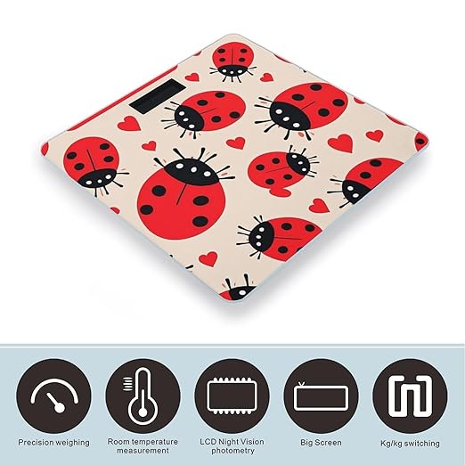 Ladybug Scale for Body Weight Digital Bathroom Scale Toughened Glass High Precision Scales for Body Weight with Large LCD Backlight Display Weight Scales