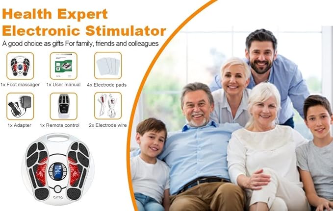 OSITO EMS Foot Massager for Neuropathy HSA Foot Circulation Stimulator FSA Massager for Circulation and Pain Relief 25 Modes 99 Intensities Ideal for Women/Men4 TENS Unit Muscle Stimulator Pads
