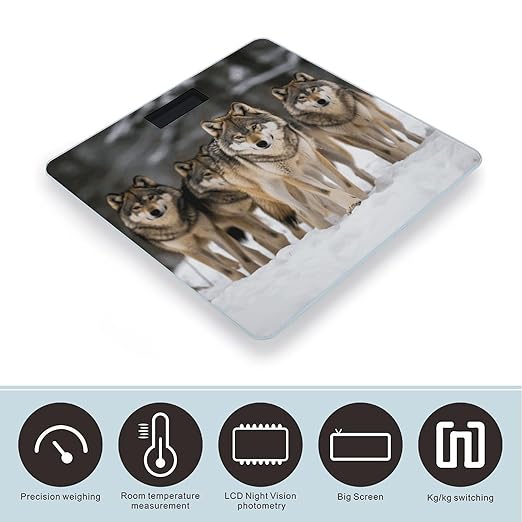 Pack of Wolves Bathroom Scale for Body Weight 400 Lb Weight Scale with High Precision Sensors Tempered Glass Highly Accurate Digital Weighing Machine for People