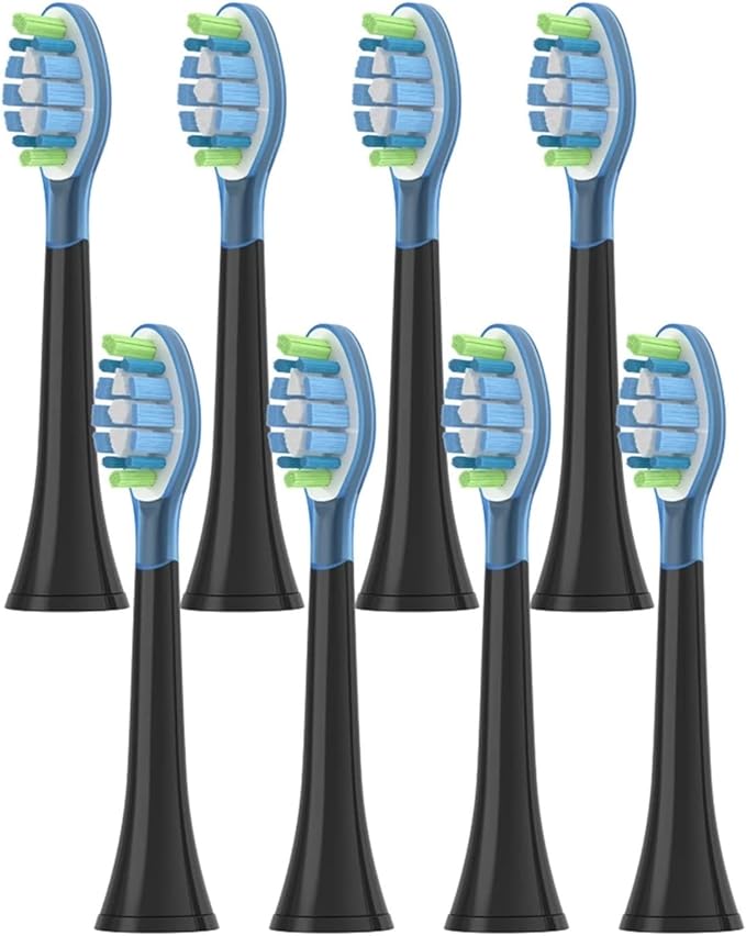 8Pcs Replacement Brush HeadsCompatible for Philips HX6064 HX6930 HX6730 Sonic Electric Toothbrush Vacuum 4100 6500 6100 5300 C3(C3 Black)