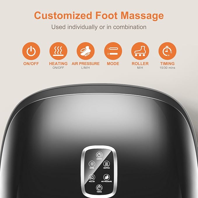 Shiatsu Foot Massager with Heat Feet Massager for Plantar Fasciitis Neuropathy with Air Compression Deep Kneading Multiple Modes &amp Adiustable Intensity Gifts for Women Men Size 13
