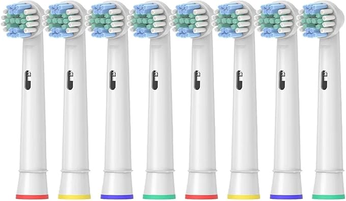 Electric Toothbrush Replacement Brush Heads Compatible for Oral B Basic Cleaning Toothbrush Nozzle BristlesD100 D25 D30 D32 4739 3709 3744(17A-8pcs)