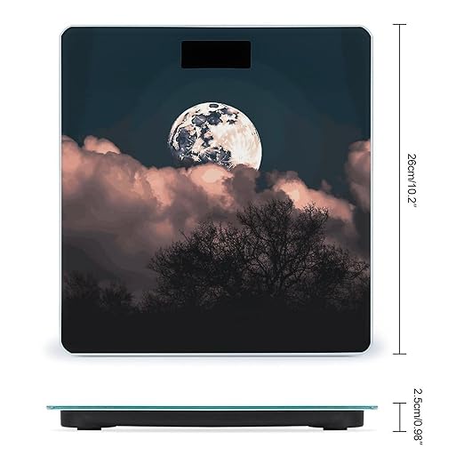 Full Moon Scale for Body Weight Sturdy Tempered Glass Weighing Scales with LCD Display Accurate Digital Bathroom Scale Convenient Body Fat Smart Scales 400lb