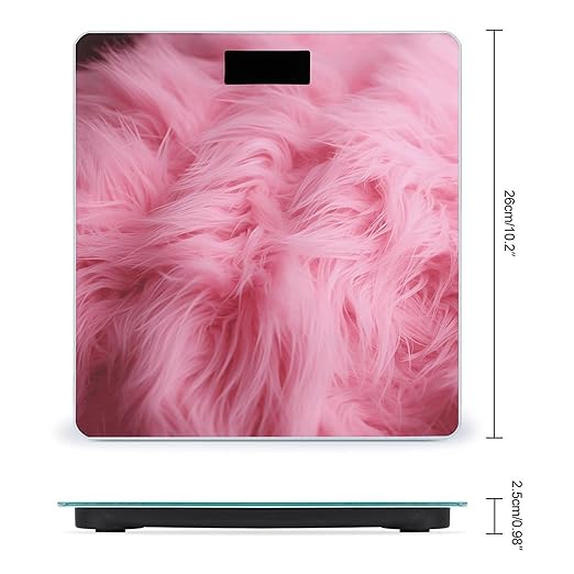 Pink Velvet Furry Textured Pattern Scale for Body Weight Precision Bathroom Weighing Scales with Back Lit LCD Display Sturdy Tempered Glass Body Weight Scales Digital Bathroom Scale 400lb