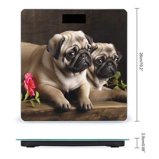 Puppys PugScale for Body Weight with LCD High Precision Weighing Scales Fashion Sturdy Tempered Glass Weight Scales Easy-to-Read Digital Bathroom Scale for Daily 400lb