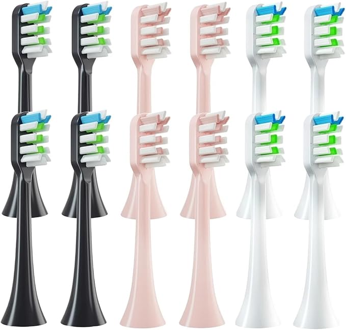 4 Pcs/Pack Electric Toothbrush Replacement HeadsCompatible for SOOCAS V1/X1/X3 Soft Bristle Tooth Brush(4 Pcs Black)