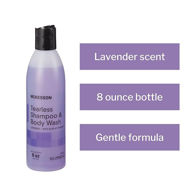 McKesson Tearless Shampoo and Body Wash with Aloe and Vitamin E Lavender Scent 8 oz 48 Count