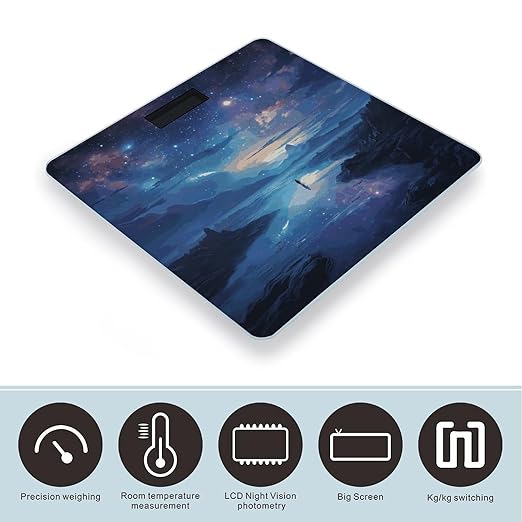Night Sky Digital Bathroom Scale for Body Weight with High Precision Digital Weighing Scale with BMI Clear LCD Display and Step-On Measures Weight Up to 180kg