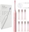 Generic Electric Toothbrush with 8 Brush Heads &amp 6-Speed Rechargeable Electric Powered Toothbrush for Adults Smart Powerful Electric Toothbrush Pink