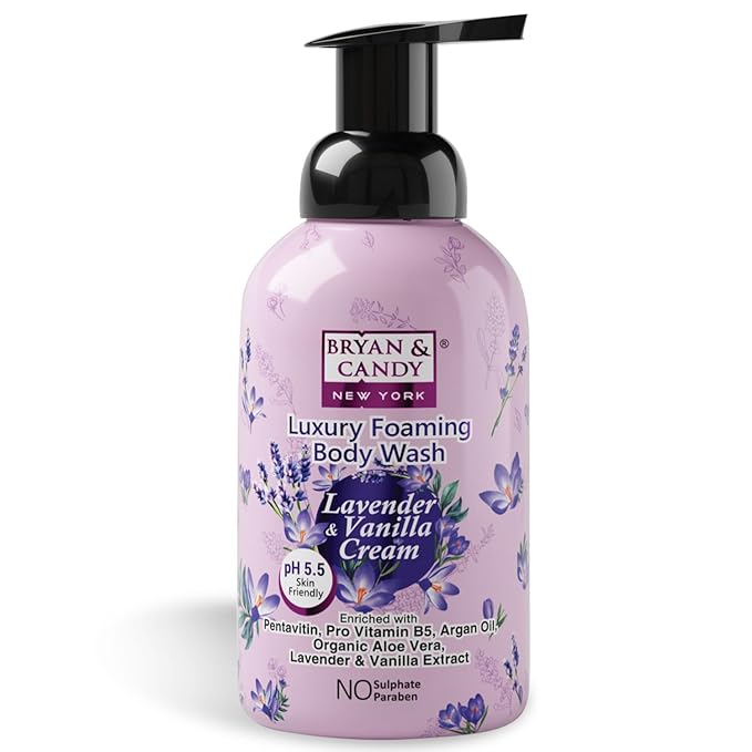 BRYAN &amp CANDY Lavender &amp Vanilla Cream Luxury Foaming Body Wash With PentavitinPro Vit B5Argan OilLavender &amp Vanilla ExtractSkin Friendly Ph 5.5 All Skin Types 400 Ml 400 Ml (Pack Of