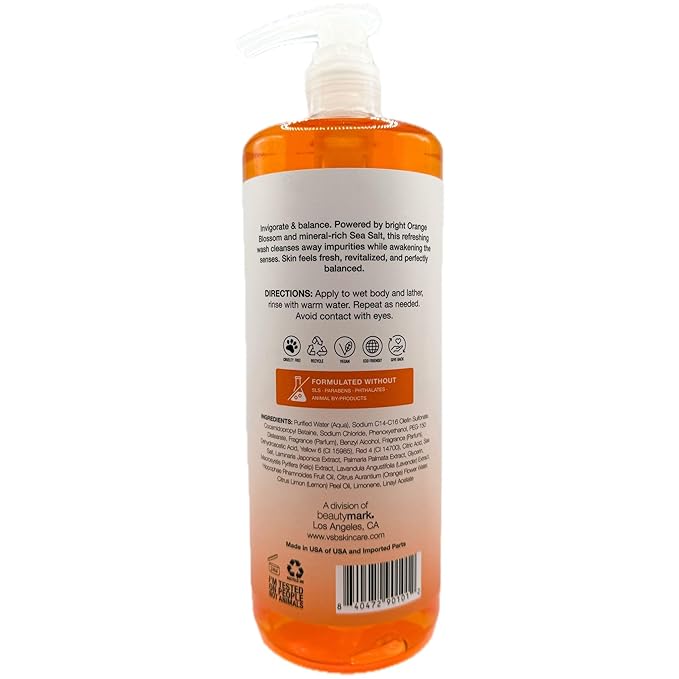 VITAMINS AND SEA BEAUTY Orange Blossom Body Wash Invigorating &amp Balancing Infused with Sea Salt 33.8 fl oz