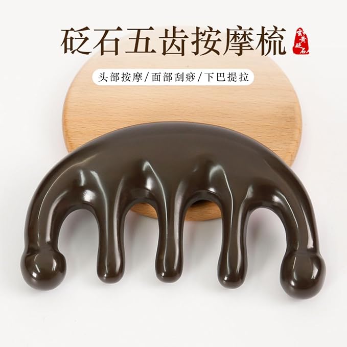 天然泗滨玄黄砭石 Scalp Massage Comb for Women Men按摩梳 头部经络梳刮痧 Scalp Massage Comb for Women Men按摩梳 HomeOffice Body Electric Massagers