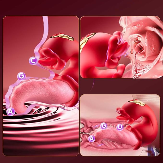 Dual Stimulation Adult for Women 10 Frequency Thrusting Stimulation Modes with Strong Suction Cup for Hands Free Play Automatic Electric Machine Tool for Women Pleasure (Red1)