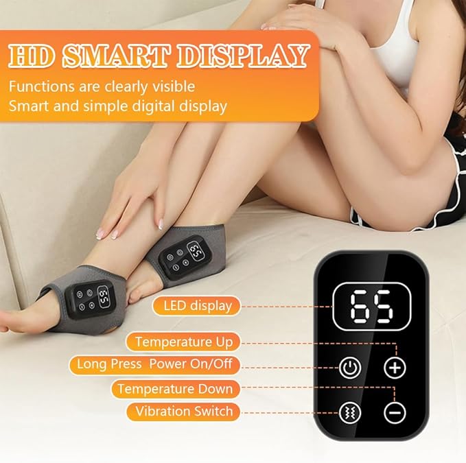 Foot Advanced Renew Triple Method Massager with 5 Vibration Modes and 6 Heat Levels Suitable for Pain Relief and Plantar Fasciitis Travel &amp Home Use（Black 2pcs）