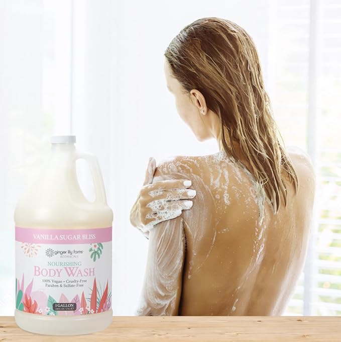 Ginger Lily Farms Botanicals Nourishing Body Wash 100% Vegan &amp Cruelty-Free Vanilla Sugar Bliss Scent 1 Gallon (Pack of 4)