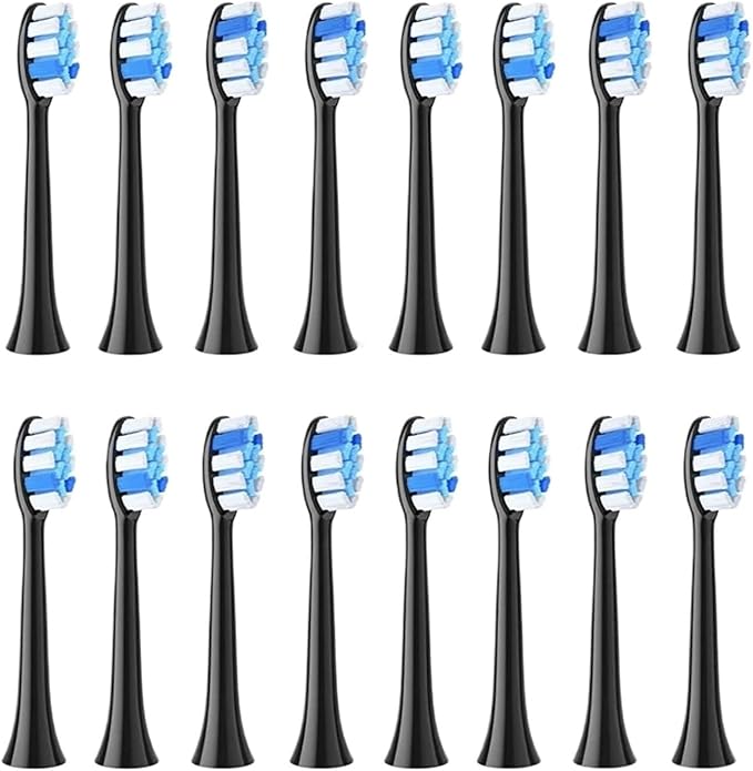 16pcsCompatibility for Fairywill P11 T9 P80 Toothbrush Heads Compatible with(16BLACK)
