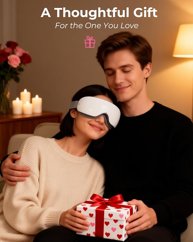 SKG Eye Massager with Heat Valentine's Day Gifts for Her Him Bluetooth Music &amp Foldable Sleep Mask for Dry Eyes &amp Relaxation Eye Mask for Migraine Ideal for Travel Work