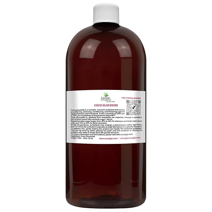 cocojojo Coco Glucoside Natural Surfactant - Surfactants for Soap Making DIY Shower Gel Skin Care Body and Face Wash Plant Derived Natural - 32 Oz