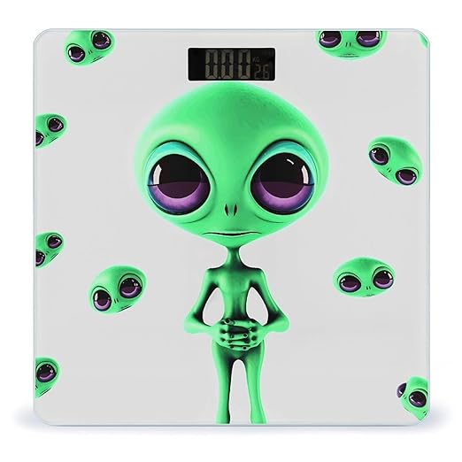 Digital Bathroom Scale for Body Weight Scale with Bright LCD Display High Accuracy Step-On Technology Auto On/Off Green Alien_74804394 Digital Scales 400 Lbs /180kg