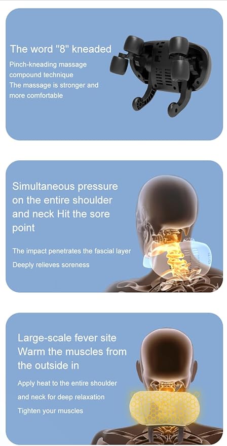 Neck and Shoulder Massager with Heat Deep Tissue Shiatsu Massage Pillow for Muscle Pain Relief for Neck Back Shoulder Leg &amp Waist. Relax Body at HomeOffice &amp Driving.