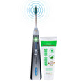 Emmi-dent Electric Toothbrush Set - Carbon Edition. 100% Ultrasound Technology removes Harmful Plaque Without Abrasive Brushing. Ideal for Sensitive Teeth &amp Gums. Includes Nano-Bubble Toothpaste.