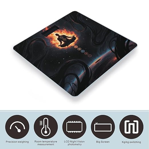 Blacklight Seven Chakra Yoga Meditation Weight Scale Large Digital Bathroom Scales with Bright LED Display Non Slip Digital Scale and Step On Fashion Weighing Machine for Body