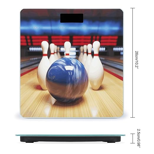 Bowling Scale for Body Weight Safe Rounded Corners Tempered Glass Digital Bathroom Scale LED Display 400lb Capacity Weight Scales with High Precision Sensors