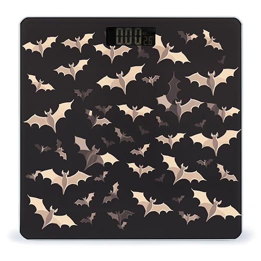 Halloween Flying Bats Scale for Body Weight High Precision Digital Weight Scales with LCD Display Anti-Slip Sturdy Slim Tempered Glass Bathroom Scale for Home Use