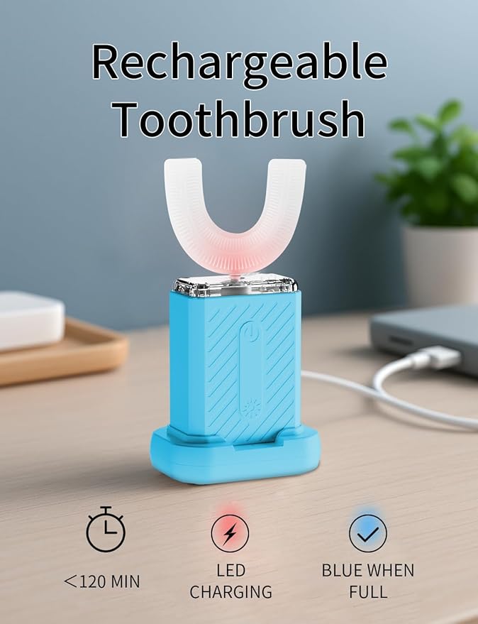 U-Shaped Electric Toothbrush 4 Modes 60-Second Clean Magnetic Contact Charging Travel-Friendly