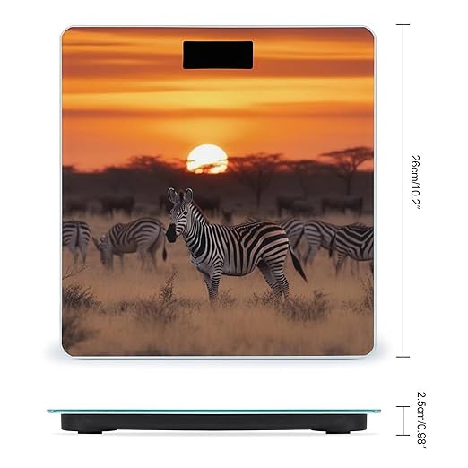 Africa Sunset Zebra Scale for Body Weight Digital Bathroom Scale Accurate Smart Weight Scales with Large Display Weighing Machine High Precision Scales