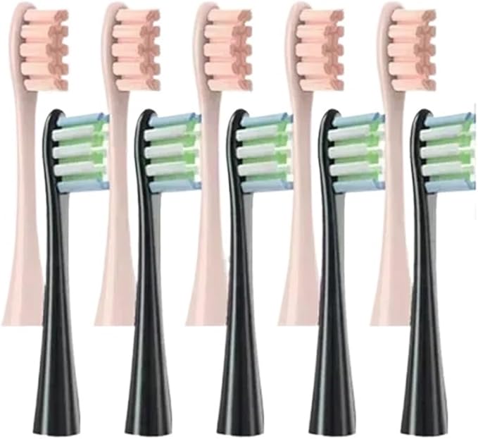 Compatible for Oclean One/ Air2 /SE/X/X PRO/ Z1/ F1 Sonic Electric Toothbrush Head 10 Pcs Replaceable Brush with Independent Package(5Black5Pink)