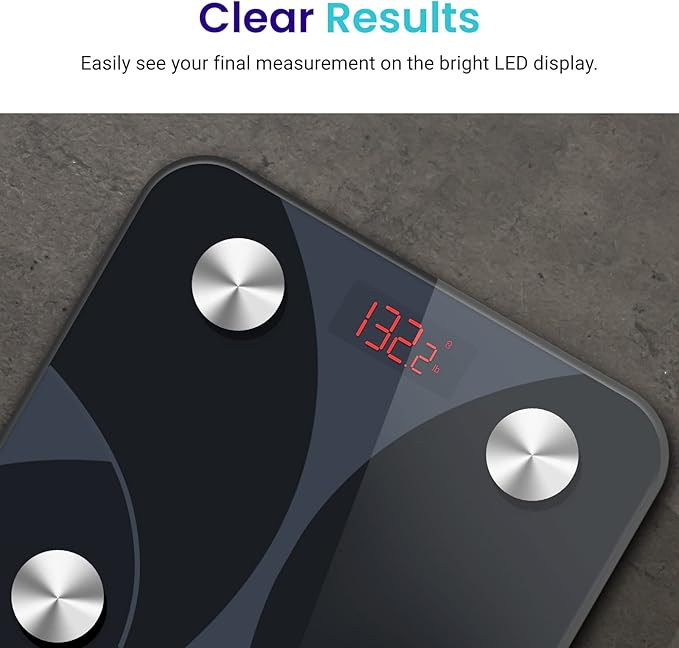 Etekcity Scale for Body Weight and Fat Percentage FSA&ampHSA Eligible Smart Digital LED Bathroom BMI Measurement Accurate Bluetooth Weighing Machine Body Composition Analyzer Ash-black 400lb