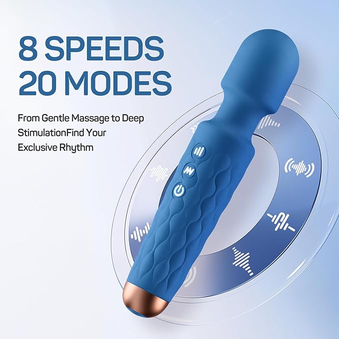 Rechargeable Personal Massager 8-Speed &amp 20-Mode Cordless Handheld Percussion Massager for Neck Back Shoulder Relaxation Quiet Handheld Body Massager with Ergonomic Design(Dark Blue)