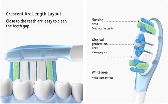 8-16PCS Replacement Brush HeadsCompatible for MES609/610 Pro Toothbrush Sealed Package(16PCS Blue)