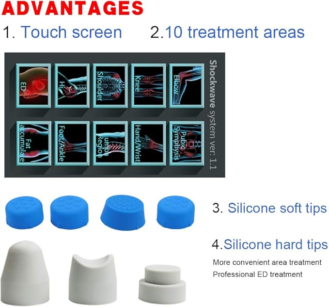 Shockwave Therapy Machine with 7 Treatment Heads Deep Tissue for Muscles Pain Relief Shock Wave Device for Athletes Sports Injuries Plantar Fasciitis Focused Shockwave Machine