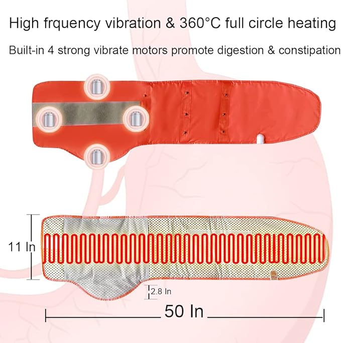 Electric Heating Massager Belt with Hot Compress VibrationMassage for Abdominal Back Lumbar Stomach Pain ReliefWaist Trimmer Fitness Home Exercise Fitness Equipment for AbdomAb Machine