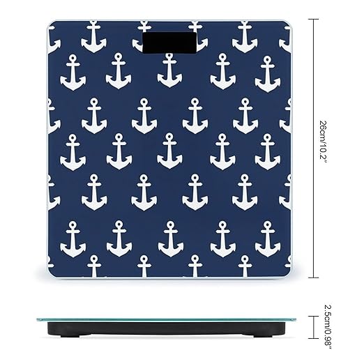 Men's Smart Scale for Body Weight Digital Bathroom Weighing Scale Automatic Switch Energy Saving Scale Navy Nautical Anchor