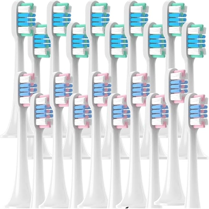 20/50 Pieces Replacement Brush Heads for Xiaomi T300/T500/T700 Soft Bristle Electric Toothbrush nozzles(20WhiteBluePink)