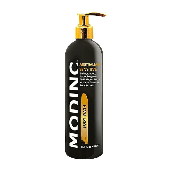 Modinc Luxury Body Wash Australian Sensitive Formula Unfragranced Hypoallergenic 100% Vegan Body Wash for Dry and Sensitive Skin Cruelty Free Pump 11.5 Ounces