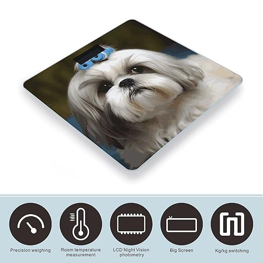 Shih Tzu Dog Bathroom Scale for Body Weight 400 Lb Weight Scale with High Precision Sensors Tempered Glass Highly Accurate Digital Weighing Machine for People