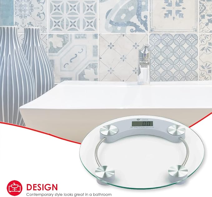 Home Basics Glass Bathroom Scale Round No Size Clear