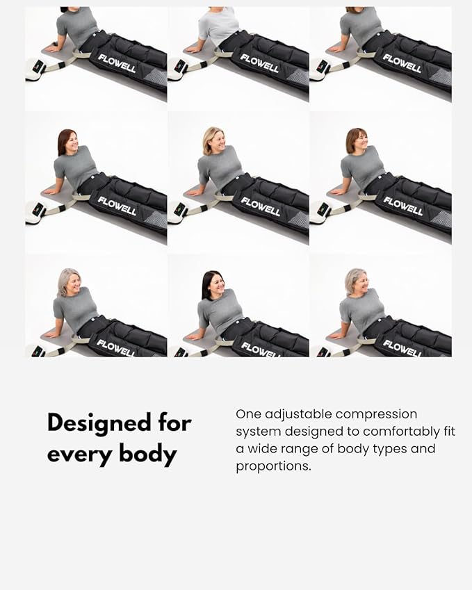 Flowell Air Pressure Therapy System – FDA Cleared (K243791) Home Pants Set – 6-Air-Chamber Leg Compression &amp Massage System for Circulation Support Muscle Relaxation &amp Recovery